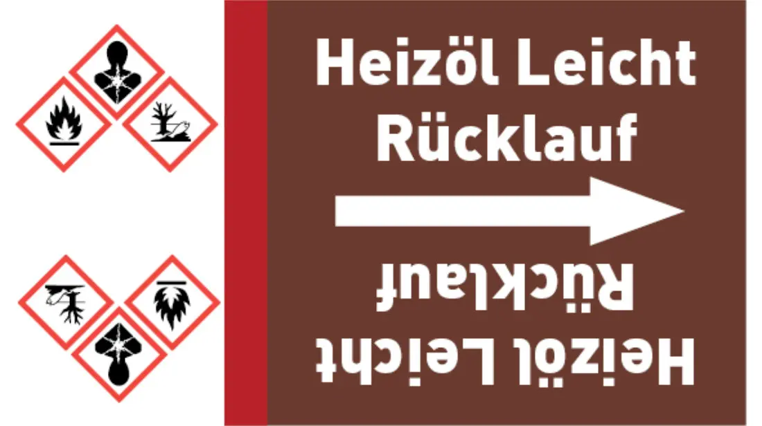 Kennzeichnungsband Heizöl Leicht Rücklauf braun/weiß bis Ø 50 mm 33 m/Rolle Kennzeichnungsband Heizöl Leicht Rücklauf braun/weiß bis Ø 50 mm 33 m/Rolle