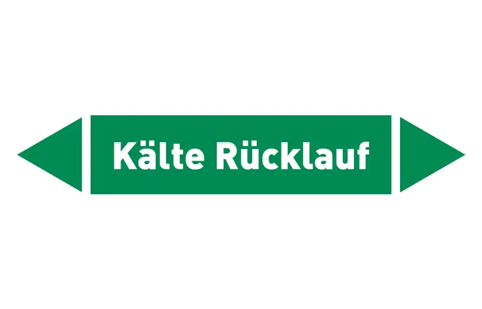 Pfeil Kälte Rücklauf grün/weiß 125x25 mm Pfeil Kälte Rücklauf grün/weiß 125x25 mm