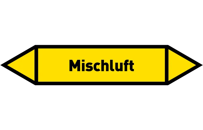 Pfeil Mischluft gelb/schwarz 125x25 mm Pfeil Mischluft gelb/schwarz 125x25 mm