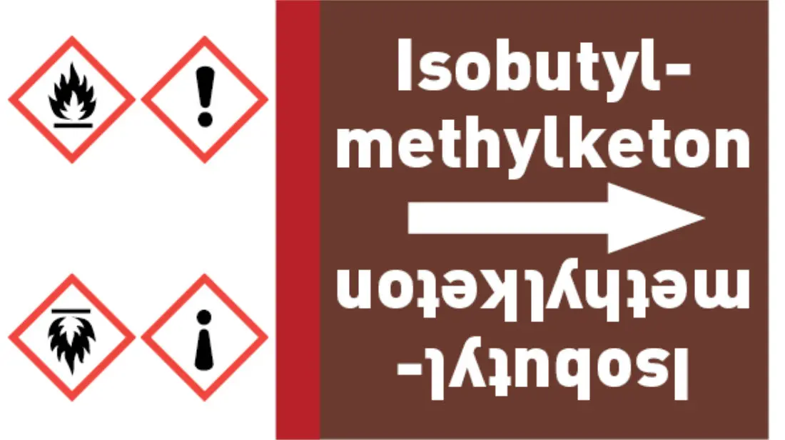 Kennzeichnungsband Isobutylmethylketon braun/weiß bis Ø 50 mm 33 m/Rolle Kennzeichnungsband Isobutylmethylketon braun/weiß bis Ø 50 mm 33 m/Rolle