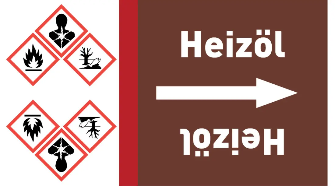 Kennzeichnungsband Heizöl braun/weiß, ab Ø 50 mm 33 m/Rolle Kennzeichnungsband Heizöl braun/weiß, ab Ø 50 mm 33 m/Rolle