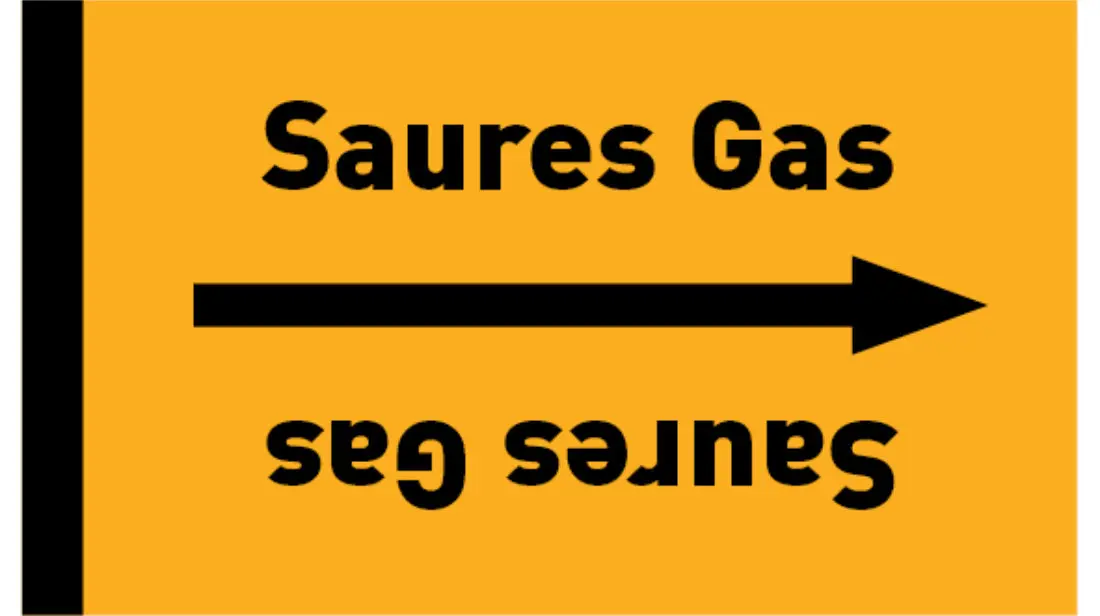 Kennzeichnungsband Saures Gas gelb/schwarz bis Ø 50 mm 33 m/Rolle Kennzeichnungsband Saures Gas gelb/schwarz bis Ø 50 mm 33 m/Rolle