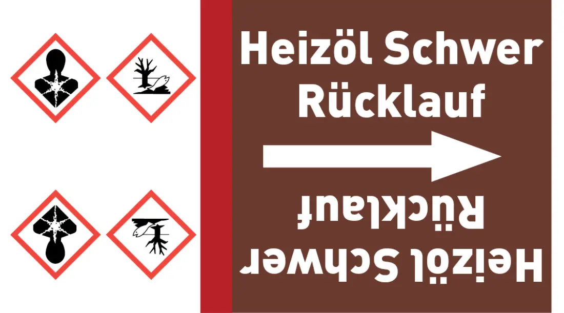 Kennzeichnungsband Heizöl Schwer Rücklauf braun/weiß ab Ø 50 mm 33 m/Rolle Kennzeichnungsband Heizöl Schwer Rücklauf braun/weiß ab Ø 50 mm 33 m/Rolle