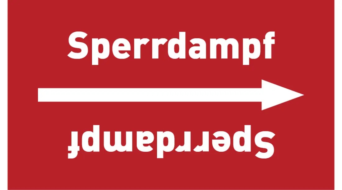 Kennzeichnungsband Sperrdampf rot/weiß ab Ø 50 mm 33 m/Rolle Kennzeichnungsband Sperrdampf rot/weiß ab Ø 50 mm 33 m/Rolle