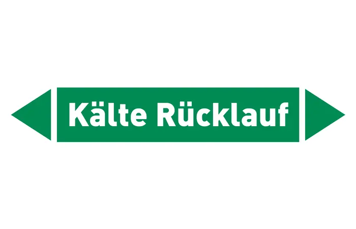 Pfeil Kälte Rücklauf grün/weiß 215x40 mm Pfeil Kälte Rücklauf grün/weiß 215x40 mm