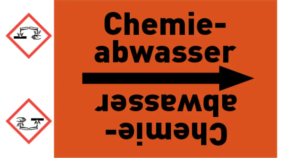 Kennzeichnungsband Chemieabwasser orange/schwarz bis Ø 50 mm 33 m/Rolle Kennzeichnungsband Chemieabwasser orange/schwarz bis Ø 50 mm 33 m/Rolle