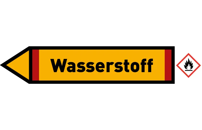 Pfeil links Wasserstoff gelb/schwarz 215x40 mm Pfeil links Wasserstoff gelb/schwarz 215x40 mm