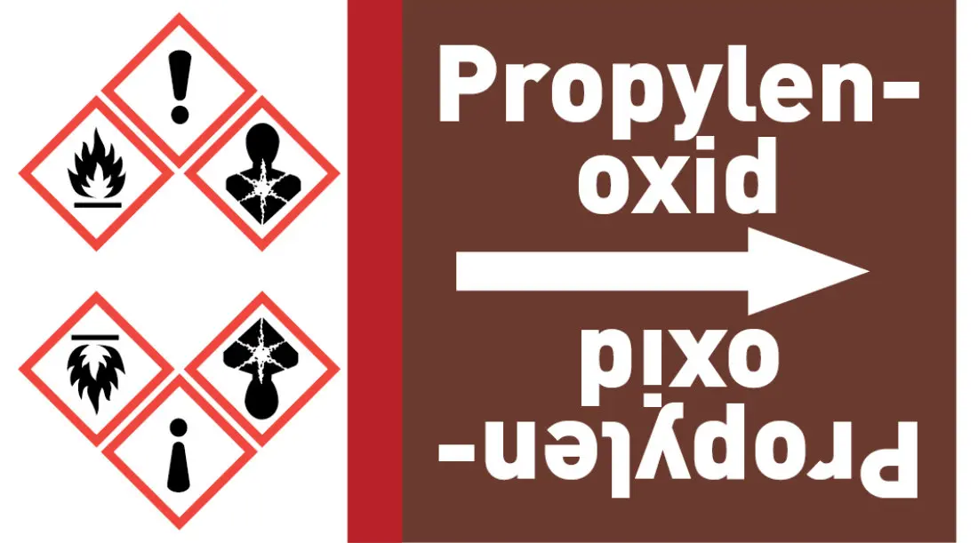 Kennzeichnungsband Propylenoxid braun/weiß ab Ø 50 mm 33 m/Rolle Kennzeichnungsband Propylenoxid braun/weiß ab Ø 50 mm 33 m/Rolle
