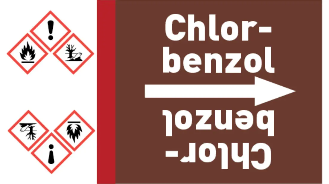 Kennzeichnungsband Chlorbenzol braun/weiß bis Ø 50 mm 33 m/Rolle Kennzeichnungsband Chlorbenzol braun/weiß bis Ø 50 mm 33 m/Rolle