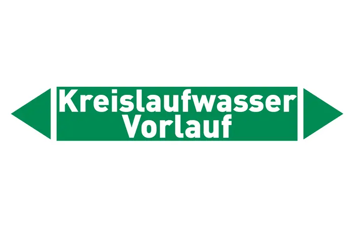 Pfeil Kreislaufwasser Vorlauf grün/weiß 215x40 mm Pfeil Kreislaufwasser Vorlauf grün/weiß 215x40 mm