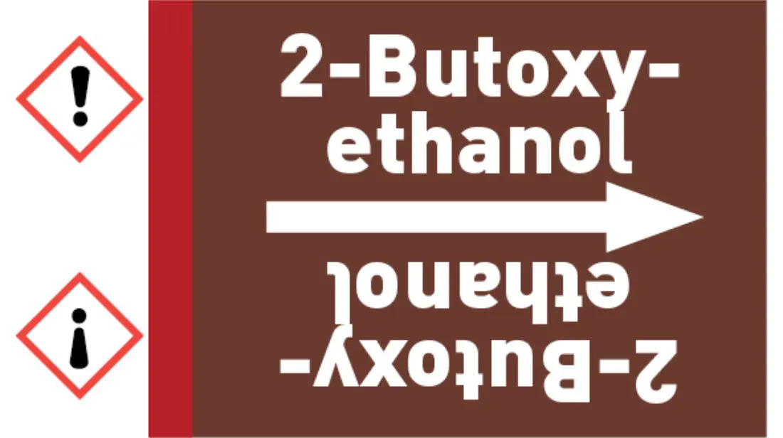 Kennzeichnungsband 2-Butoxyethanol braun/weiß bis Ø 50 mm 33 m/Rolle Kennzeichnungsband 2-Butoxyethanol braun/weiß bis Ø 50 mm 33 m/Rolle
