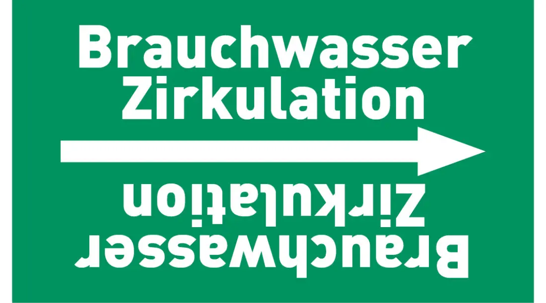 Kennzeichnungsband Brauchwasser Zirkulation grün/weiß ab Ø 50 mm 33 m/Rolle Kennzeichnungsband Brauchwasser Zirkulation grün/weiß ab Ø 50 mm 33 m/Rolle
