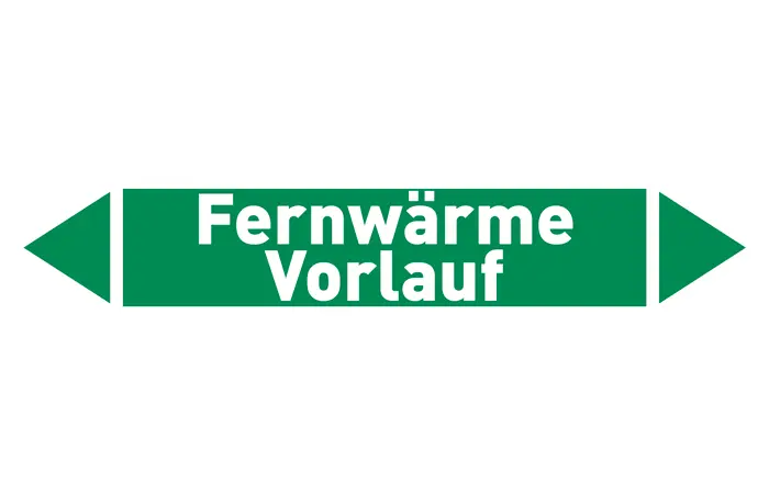 Pfeil Fernwärme Vorlauf grün/weiß 215x40 mm Pfeil Fernwärme Vorlauf grün/weiß 215x40 mm