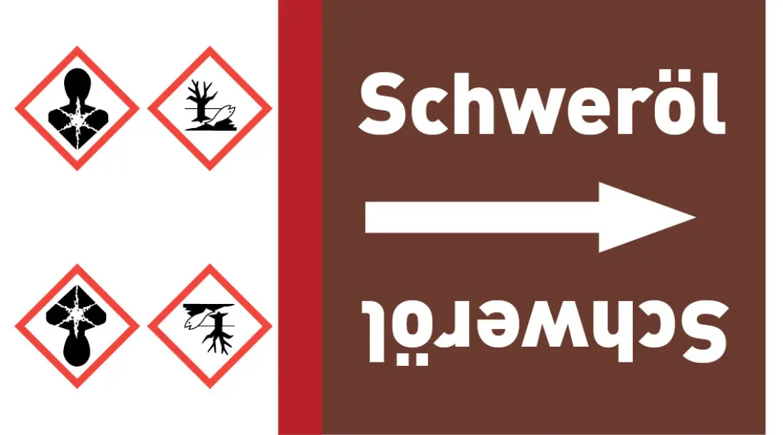 Kennzeichnungsband Schweröl braun/weiß ab Ø 50 mm 33 m/Rolle Kennzeichnungsband Schweröl braun/weiß ab Ø 50 mm 33 m/Rolle