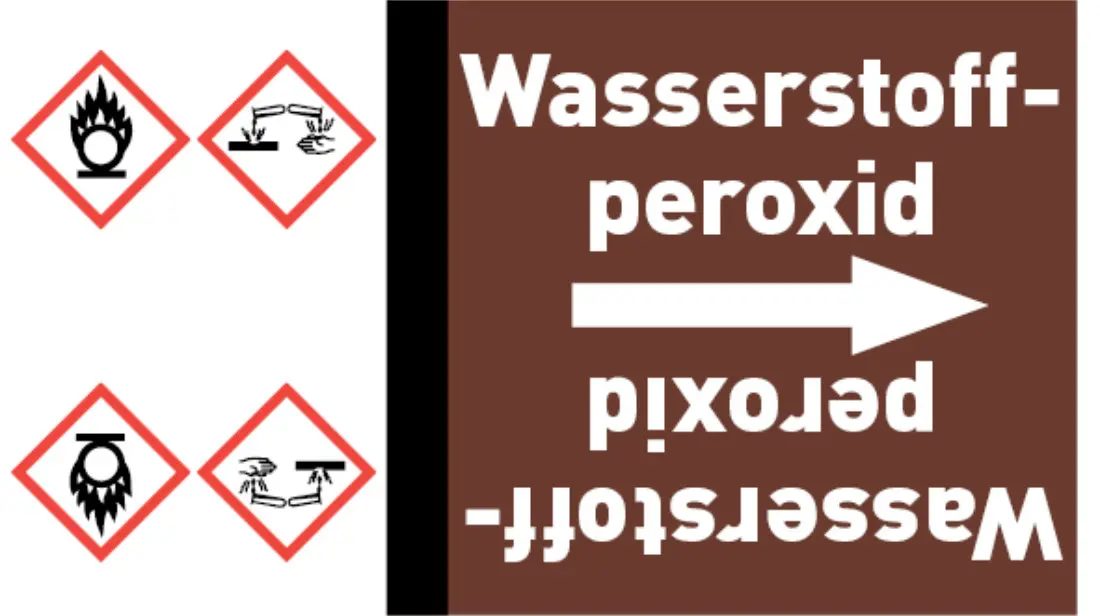 Kennzeichnungsband Wasserstoffperoxid braun/weiß bis Ø 50 mm 33 m/Rolle Kennzeichnungsband Wasserstoffperoxid braun/weiß bis Ø 50 mm 33 m/Rolle