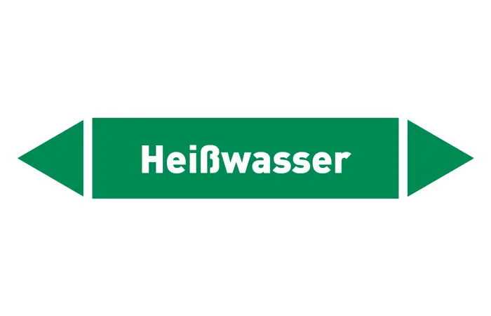 Pfeil Heißwasser grün/weiß 125x25 mm Pfeil Heißwasser grün/weiß 125x25 mm