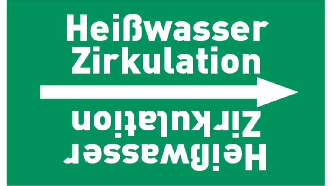 Kennzeichnungsband Heißwasser Zirkulation grün/weiß bis Ø 50 mm 33 m/Rolle Kennzeichnungsband Heißwasser Zirkulation grün/weiß bis Ø 50 mm 33 m/Rolle