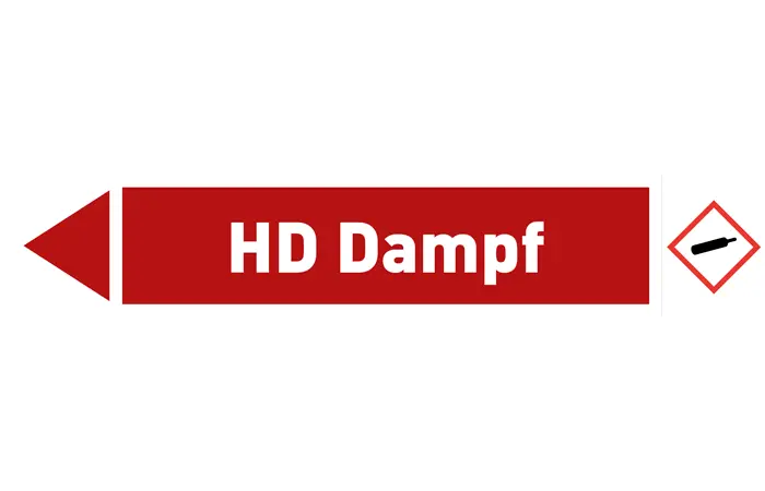 Pfeil links HD Dampf rot/weiß 215x40 mm Pfeil links HD Dampf rot/weiß 215x40 mm