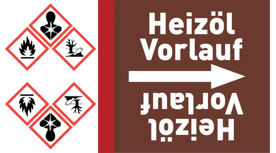 Kennzeichnungsband Heizöl Vorlauf braun/weiß ab Ø 50 mm 33 m/Rolle Kennzeichnungsband Heizöl Vorlauf braun/weiß ab Ø 50 mm 33 m/Rolle