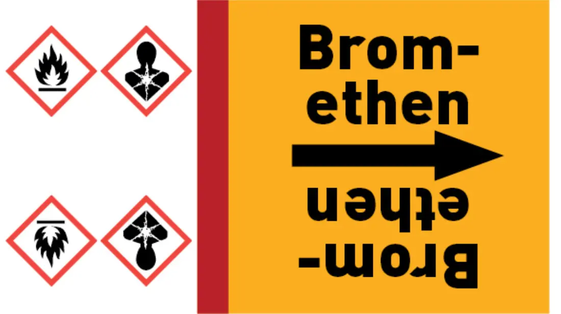 Kennzeichnungsband Bromethen gelb/schwarz bis Ø 50 mm 33 m/Rolle Kennzeichnungsband Bromethen gelb/schwarz bis Ø 50 mm 33 m/Rolle