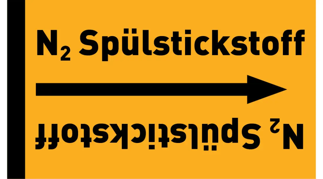 Kennzeichnungsband N2 Spülstickstoff gelb/schwarz ab Ø 50 mm 33 m/Rolle Kennzeichnungsband N2 Spülstickstoff gelb/schwarz ab Ø 50 mm 33 m/Rolle