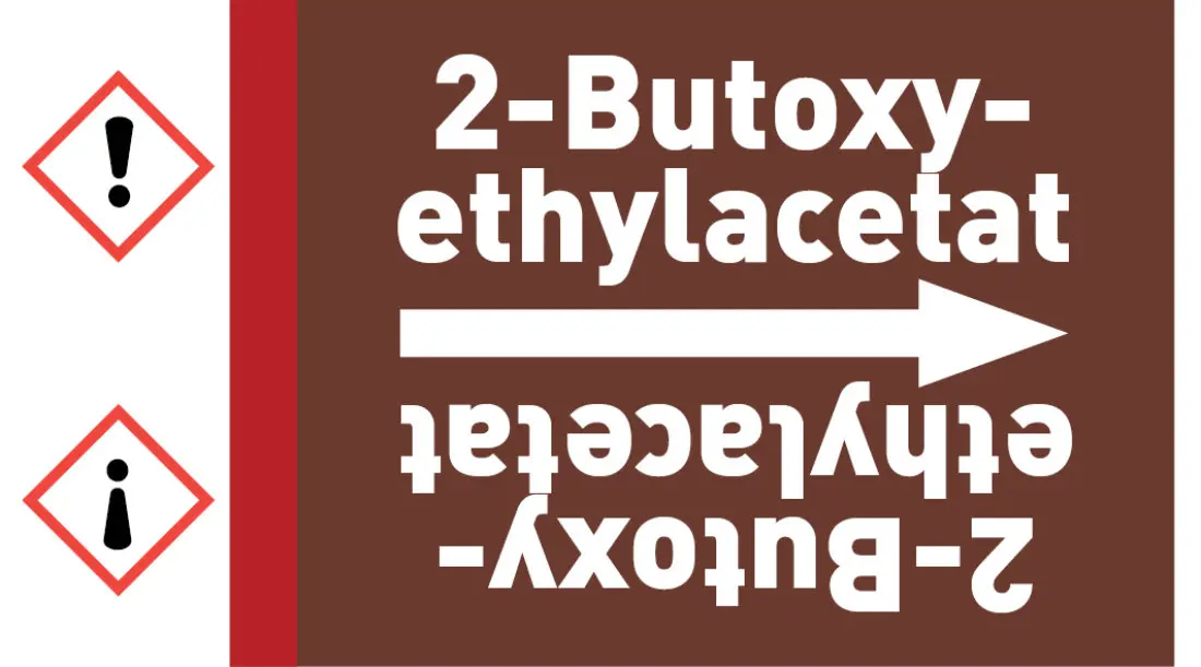 Kennzeichnungsband 2-Butoxyethylacetat braun/weiß ab Ø 50 mm 33 m/Rolle Kennzeichnungsband 2-Butoxyethylacetat braun/weiß ab Ø 50 mm 33 m/Rolle