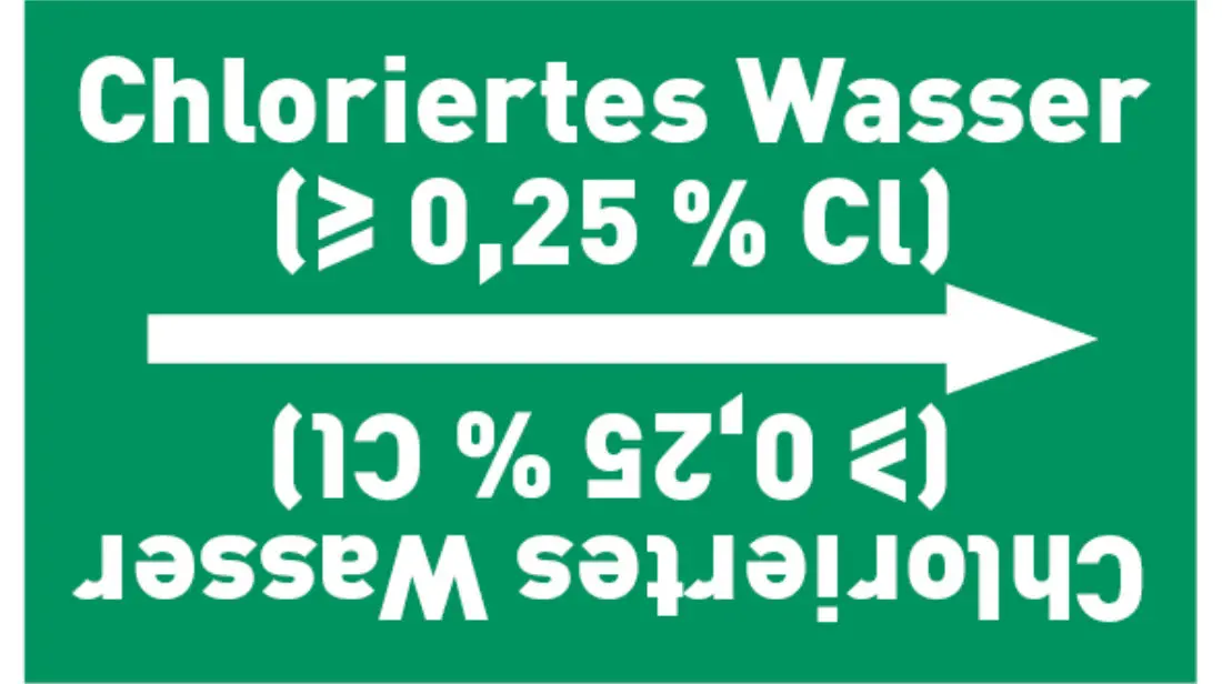 Kennzeichnungsband Chloriertes Wasser (≥ 0,25 % Cl) grün/weiß bis Ø 50 mm 33 m/Rolle Kennzeichnungsband Chloriertes Wasser (≥ 0,25 % Cl) grün/weiß bis Ø 50 mm 33 m/Rolle