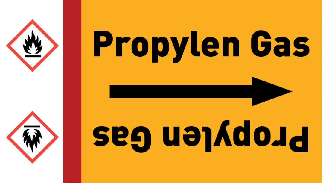 Kennzeichnungsband Propylen Gas gelb/schwarz ab Ø 50 mm 33 m/Rolle Kennzeichnungsband Propylen Gas gelb/schwarz ab Ø 50 mm 33 m/Rolle
