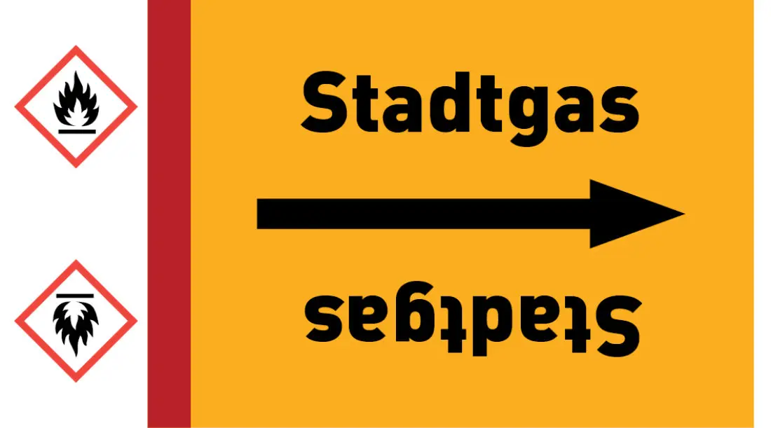 Kennzeichnungsband Stadtgas gelb/schwarz ab Ø 50 mm 33 m/Rolle Kennzeichnungsband Stadtgas gelb/schwarz ab Ø 50 mm 33 m/Rolle