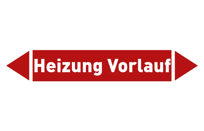 Pfeil Heizung Vorlauf rot/weiß 215x40 mm Pfeil Heizung Vorlauf rot/weiß 215x40 mm