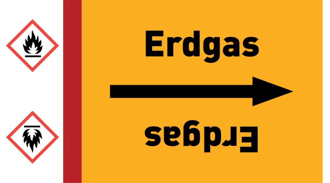 Kennzeichnungsband Erdgas gelb/schwarz, ab Ø 50 mm 33 m/Rolle Kennzeichnungsband Erdgas gelb/schwarz, ab Ø 50 mm 33 m/Rolle