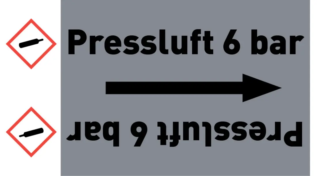 Kennzeichnungsband Pressluft 6 bar grau/schwarz ab Ø 50 mm 33 m/Rolle Kennzeichnungsband Pressluft 6 bar grau/schwarz ab Ø 50 mm 33 m/Rolle
