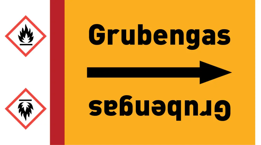 Kennzeichnungsband Grubengas gelb/schwarz ab Ø 50 mm 33 m/Rolle Kennzeichnungsband Grubengas gelb/schwarz ab Ø 50 mm 33 m/Rolle