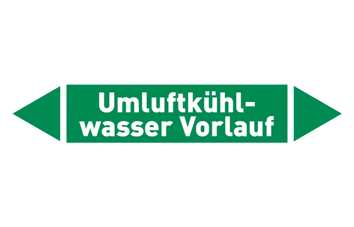 Pfeil Umluftkühlwasser Vorlauf grün/weiß 125x25 mm Pfeil Umluftkühlwasser Vorlauf grün/weiß 125x25 mm