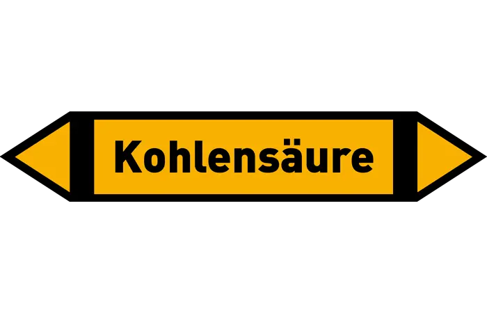 Pfeil Kohlensäure gelb/schwarz 215x40 mm Pfeil Kohlensäure gelb/schwarz 215x40 mm