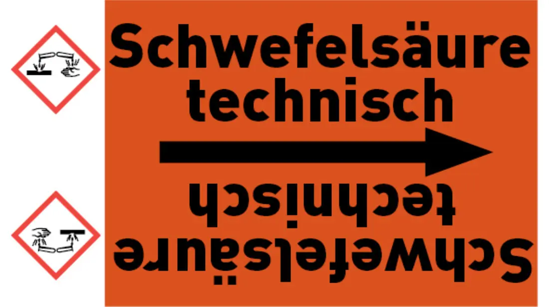 Kennzeichnungsband Schwefelsäure technisch orange/schwarz bis Ø 50 mm 33 m/Rolle Kennzeichnungsband Schwefelsäure technisch orange/schwarz bis Ø 50 mm 33 m/Rolle