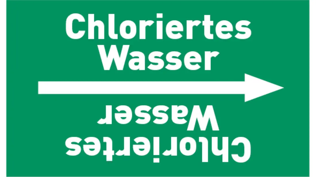 Kennzeichnungsband Chloriertes Wasser grün/weiß bis Ø 50 mm 33 m/Rolle Kennzeichnungsband Chloriertes Wasser grün/weiß bis Ø 50 mm 33 m/Rolle