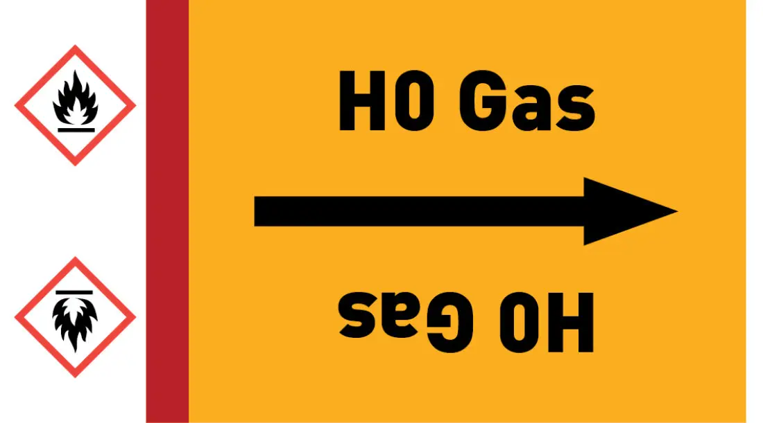 Kennzeichnungsband H0 Gas gelb/schwarz ab Ø 50 mm 33 m/Rolle Kennzeichnungsband H0 Gas gelb/schwarz ab Ø 50 mm 33 m/Rolle