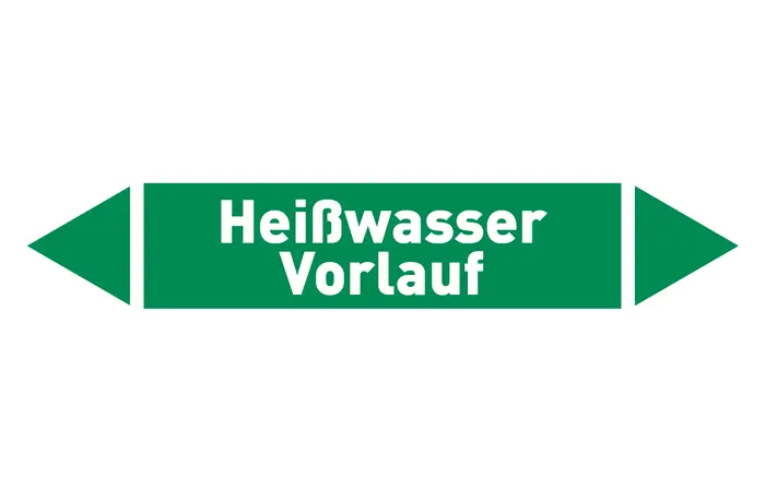 Pfeil Heißwasser Vorlauf grün/weiß 125x25 mm Pfeil Heißwasser Vorlauf grün/weiß 125x25 mm