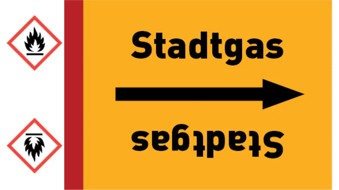 Kennzeichnungsband Stadtgas gelb/schwarz bis Ø 50 mm 33 m/Rolle Kennzeichnungsband Stadtgas gelb/schwarz bis Ø 50 mm 33 m/Rolle