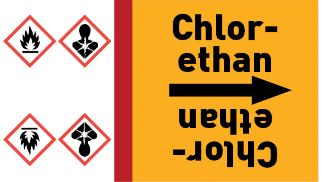 Kennzeichnungsband Chlorethan gelb/schwarz bis Ø 50 mm 33 m/Rolle Kennzeichnungsband Chlorethan gelb/schwarz bis Ø 50 mm 33 m/Rolle