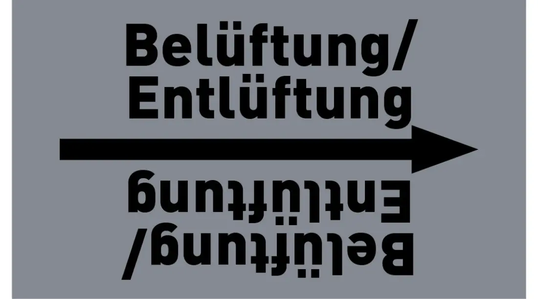 Kennzeichnungsband Belüftung/Entlüftung grau/schwarz ab Ø 50 mm 33 m/Rolle Kennzeichnungsband Belüftung/Entlüftung grau/schwarz ab Ø 50 mm 33 m/Rolle