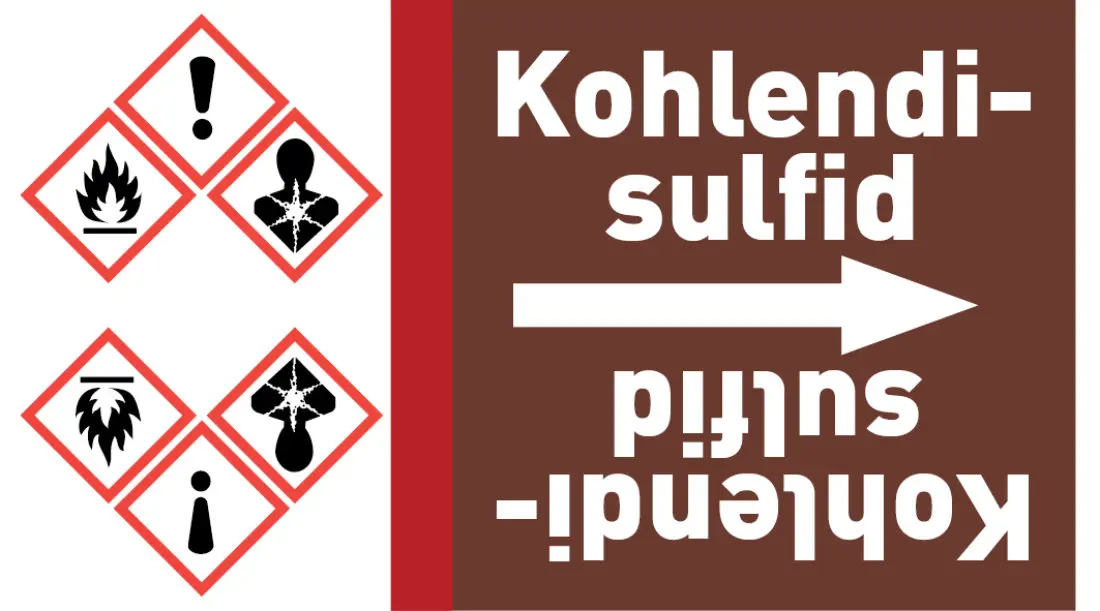 Kennzeichnungsband Kohlendisulfid braun/weiß ab Ø 50 mm 33 m/Rolle Kennzeichnungsband Kohlendisulfid braun/weiß ab Ø 50 mm 33 m/Rolle