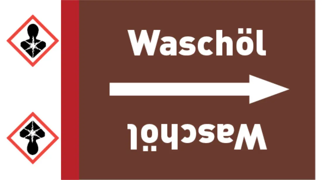 Kennzeichnungsband Waschöl braun/weiß bis Ø 50 mm 33 m/Rolle Kennzeichnungsband Waschöl braun/weiß bis Ø 50 mm 33 m/Rolle