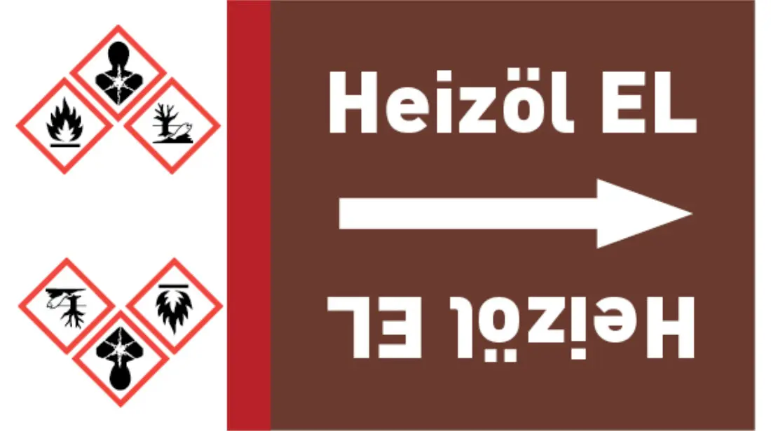 Kennzeichnungsband Heizöl EL braun/weiß bis Ø 50 mm 33 m/Rolle Kennzeichnungsband Heizöl EL braun/weiß bis Ø 50 mm 33 m/Rolle