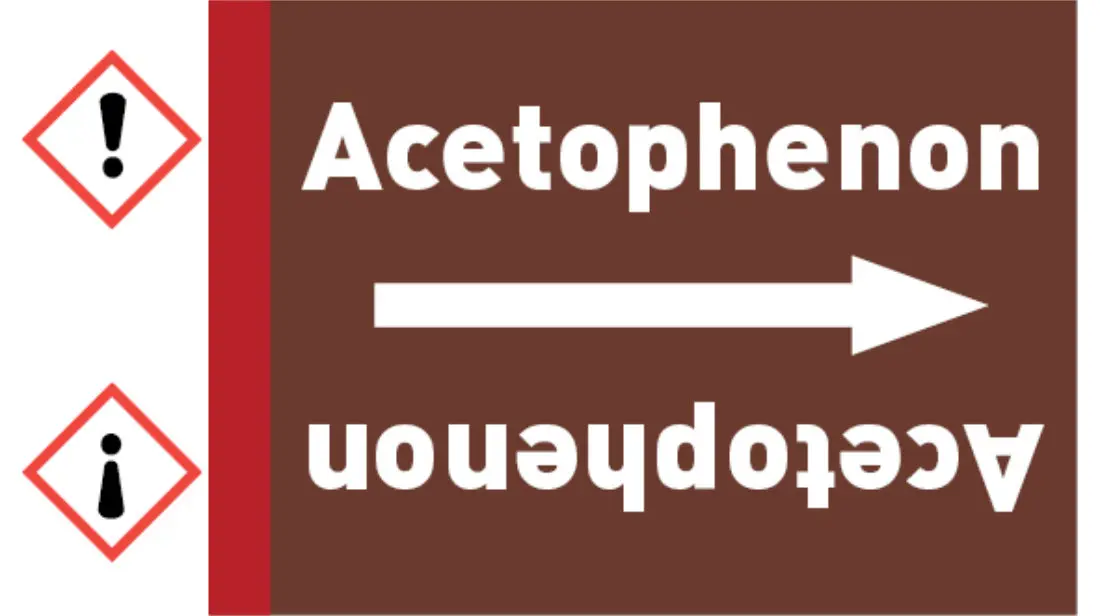 Kennzeichnungsband Acetophenon braun/weiß bis Ø 50 mm 33 m/Rolle Kennzeichnungsband Acetophenon braun/weiß bis Ø 50 mm 33 m/Rolle