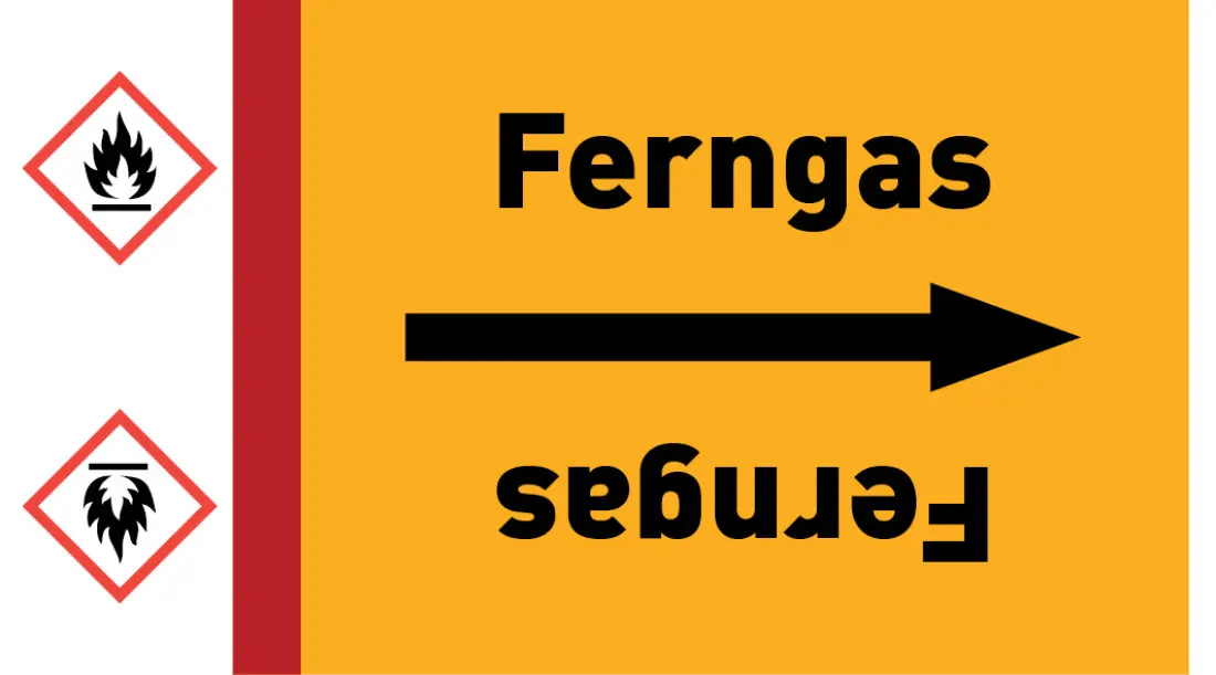 Kennzeichnungsband Ferngas gelb/schwarz ab Ø 50 mm 33 m/Rolle Kennzeichnungsband Ferngas gelb/schwarz ab Ø 50 mm 33 m/Rolle