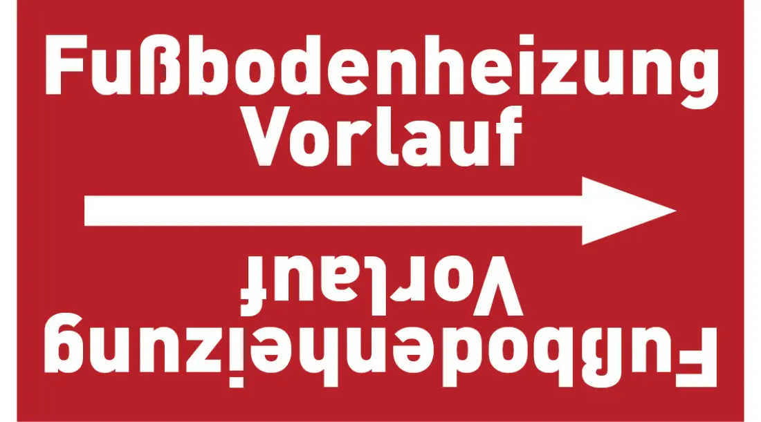 Kennzeichnungsband Fußbodenheizung Vorlauf rot/weiß, ab Ø 50 mm 33 m/Rolle Kennzeichnungsband Fußbodenheizung Vorlauf rot/weiß, ab Ø 50 mm 33 m/Rolle