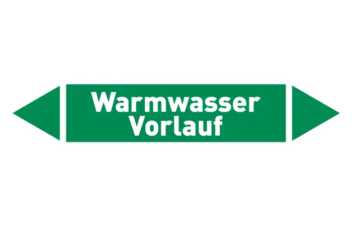 Pfeil Warmwasser Vorlauf grün/weiß 125x25 mm Pfeil Warmwasser Vorlauf grün/weiß 125x25 mm