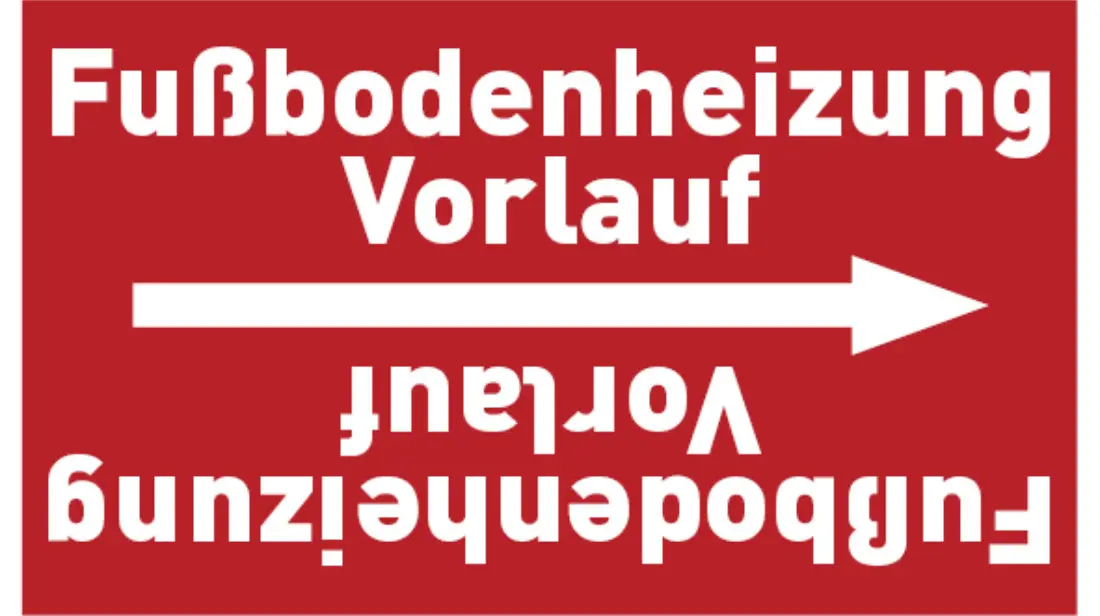 Kennzeichnungsband Fußbodenheizung Vorlauf rot/weiß, bis Ø 50 mm 33 m/Rolle Kennzeichnungsband Fußbodenheizung Vorlauf rot/weiß, bis Ø 50 mm 33 m/Rolle